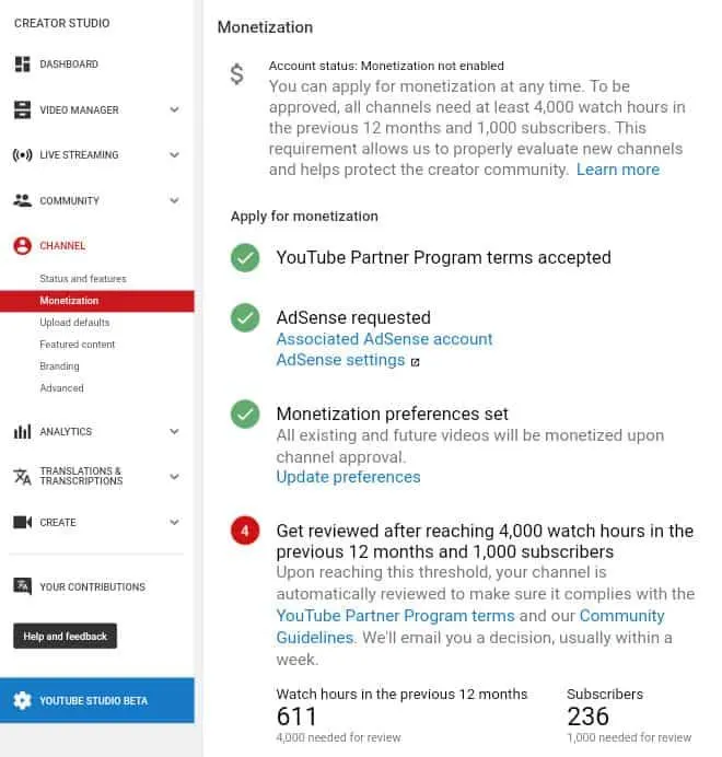 YouTube Partner Program Requirements