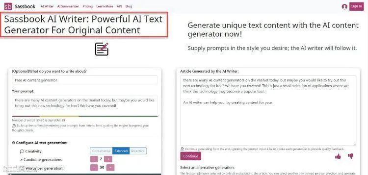 Sassbook ai Facilité d'Utilisation