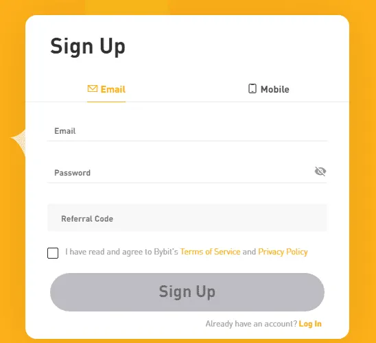 Processus d'ouverture de compte au Bybit Exchange