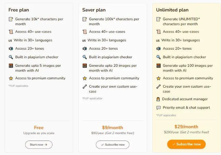 rytr pricing