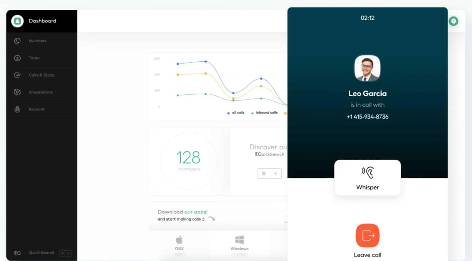 Live monitoring and agent assist features of Aircall