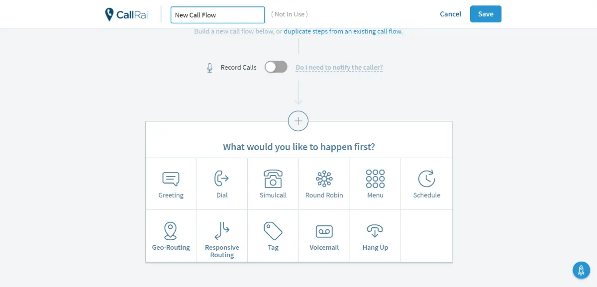 Options de routage de CallRail dans le flux d'appels