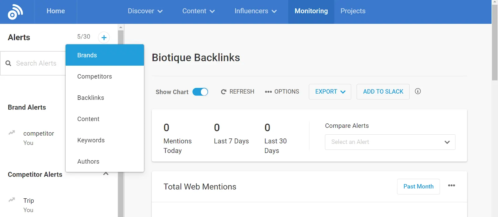 Fonction d'alerte de Buzzsumo