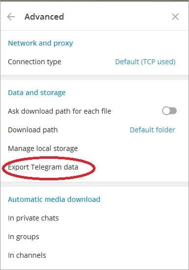 export telegram data
