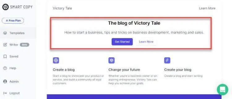 Smart Copy ai content generator user experience