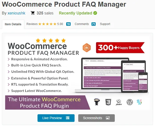 Plugin Wordpress Woocommerce product FAQ Manager 