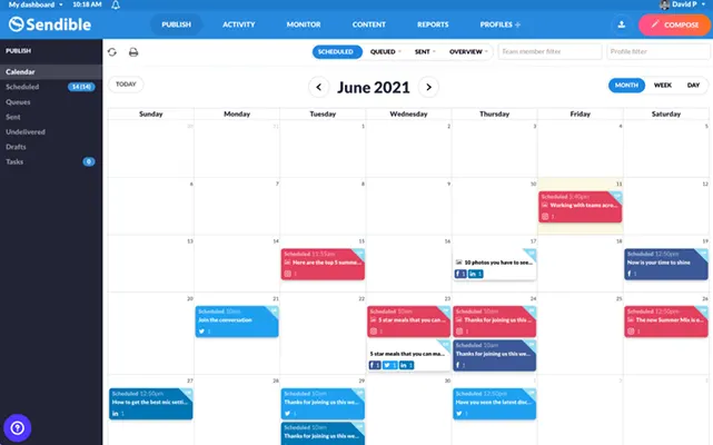sendible social media calendar