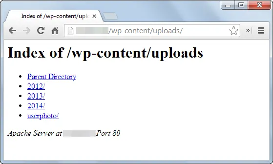 Disable directory browsing in wordpress client site