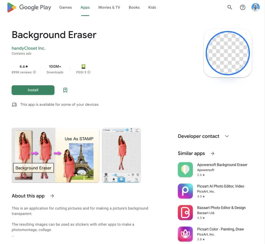 interface de Background Eraser.