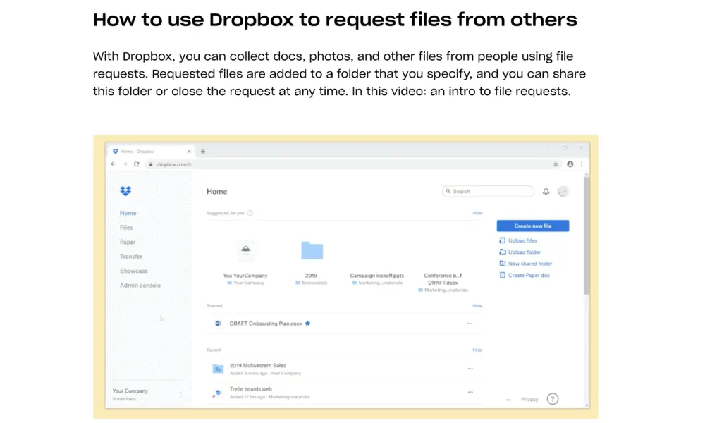 Dropbox - Support