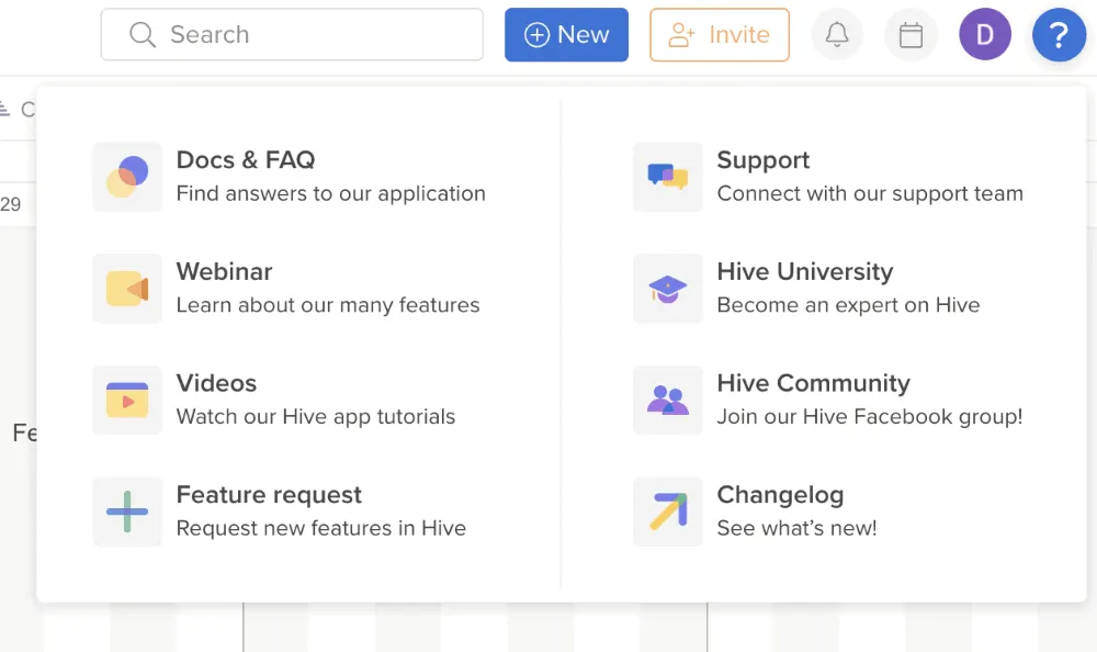 Hive has a support tab integrated into the application, which did not work