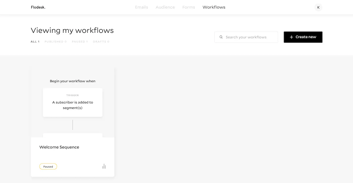 Aperçu des workflows Flodesk