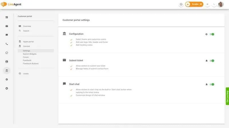 LiveAgent: configuration