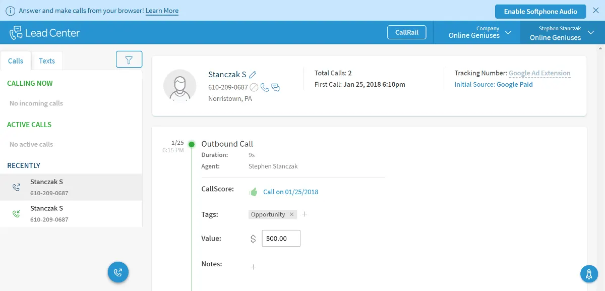 CallScore est un système de classification automatique des prospects basé sur l'apprentissage automatique et les règles que vous définissez