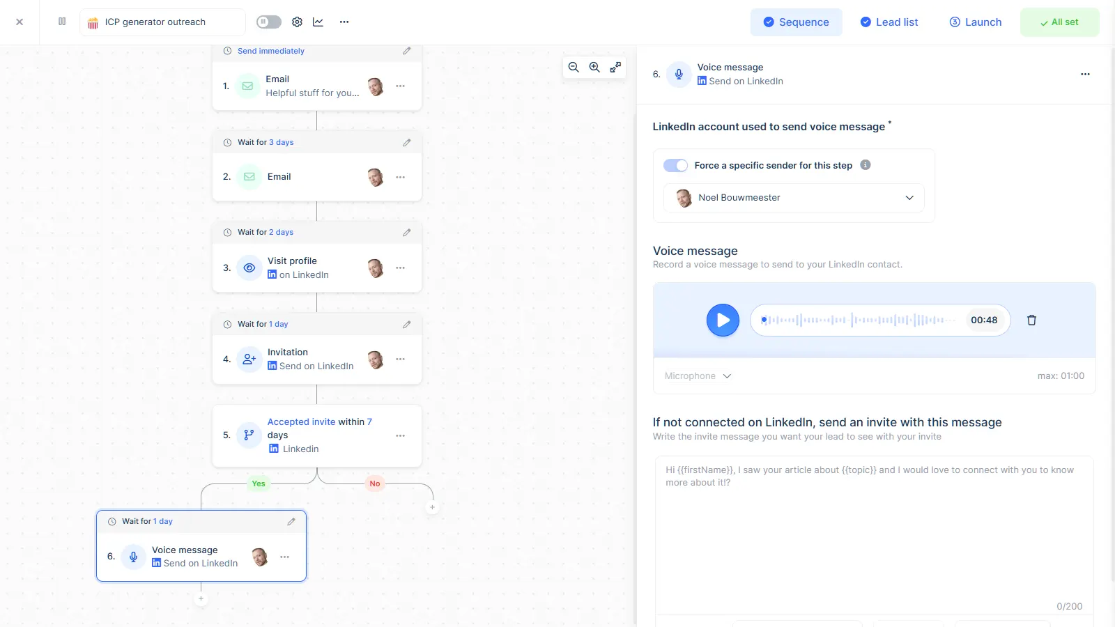 Interface Lemlist
