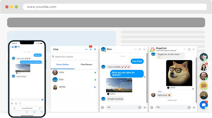 Exemple d'ArrowChat sur votre site web