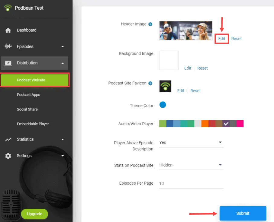 Podbean Theme Editing
