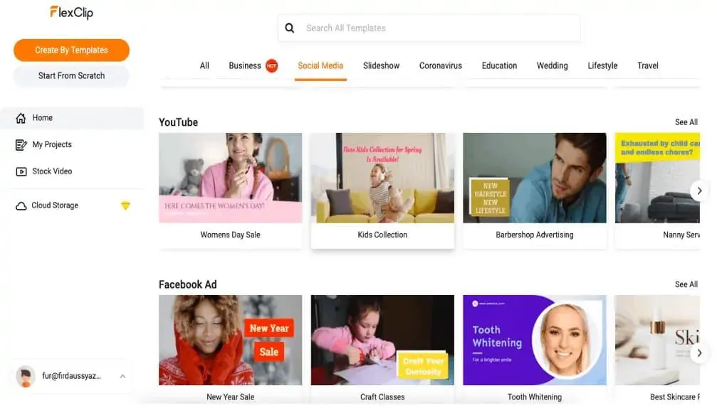 FlexClip social media templates