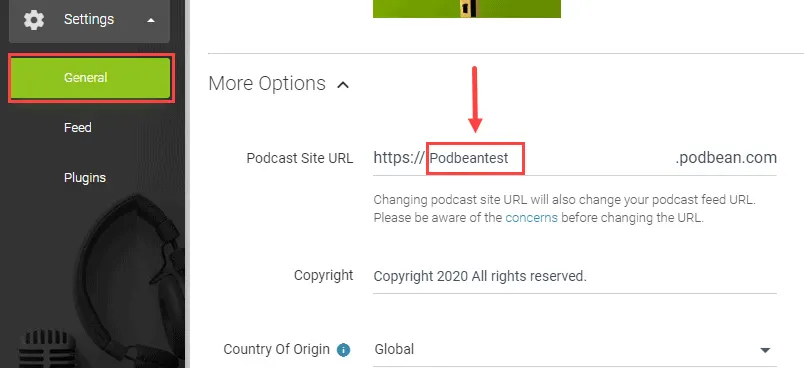 Podbean Hosting Settings