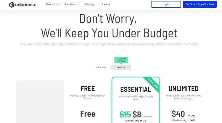 unbounce pricing