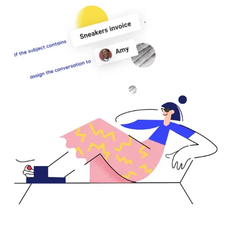 Buffer's illustration of its automation feature for assigning specific topics to different team members